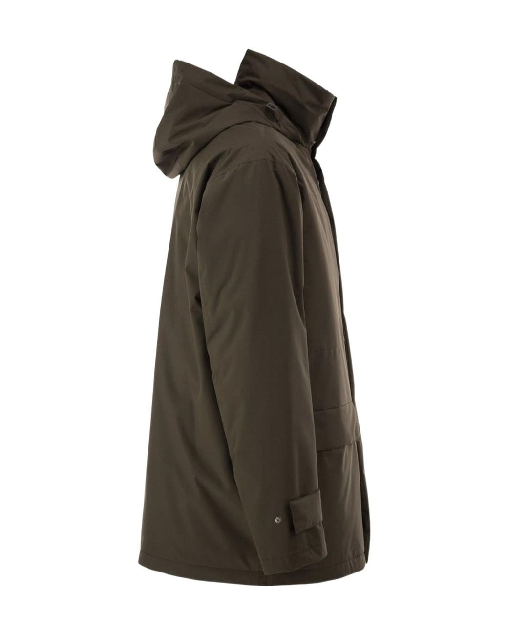 Herno Green Hooded Concelaed-Fastening Parka for men