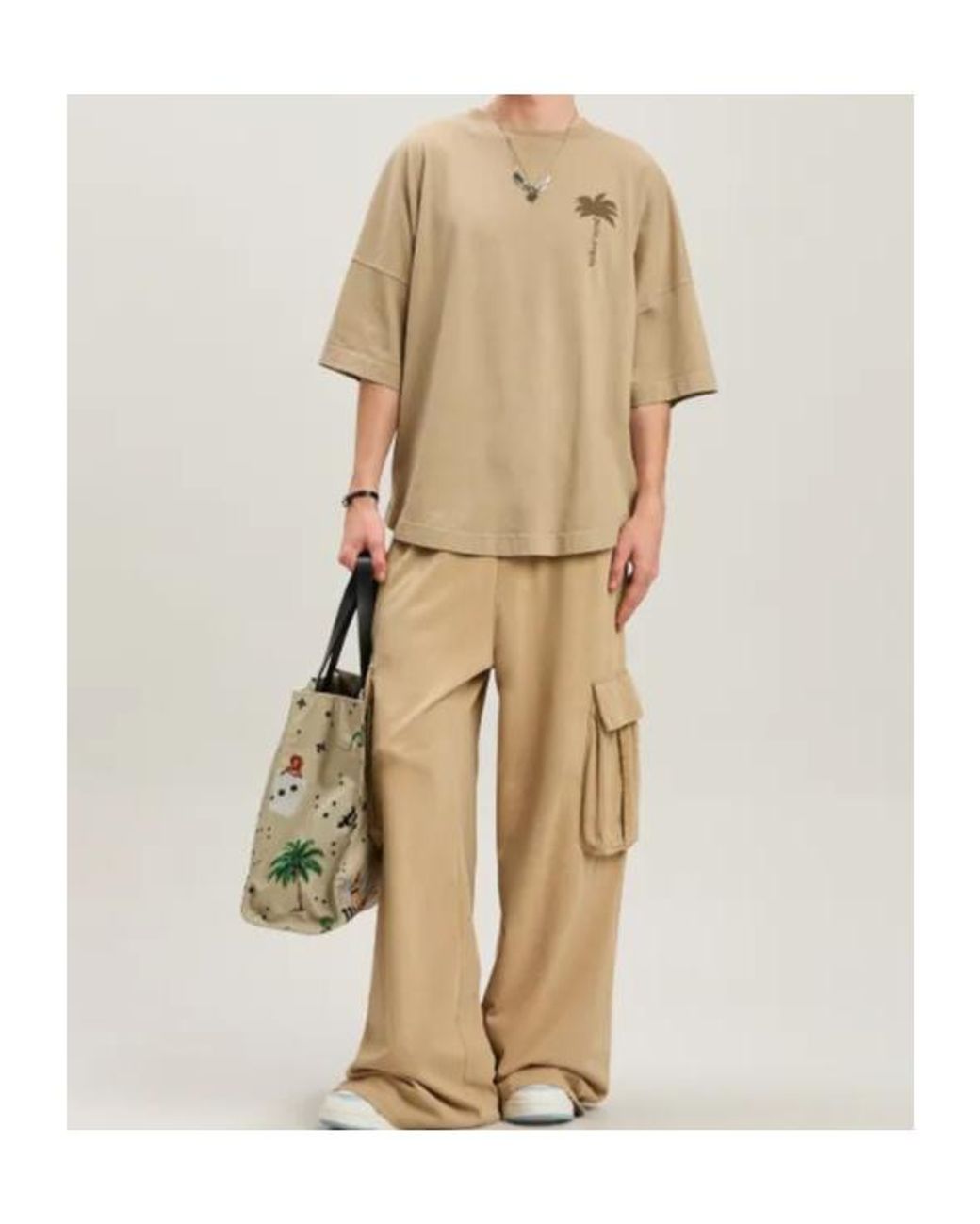 Palm Angels Natural Cargo-Pockets Sweatpants for men