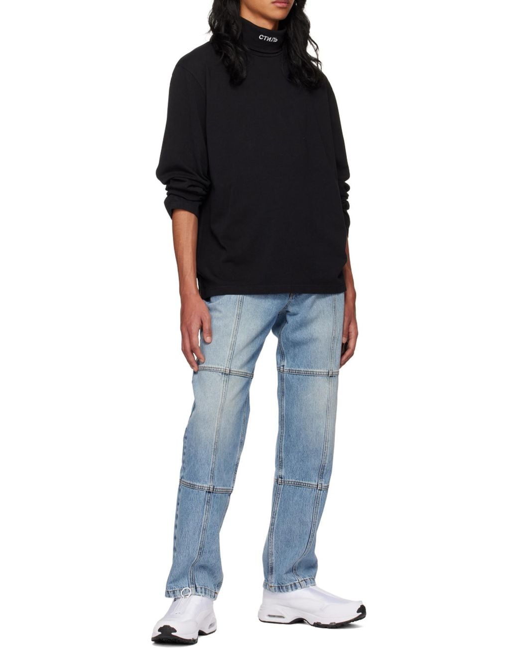 Heron Preston Black Logo Embroidered Turtleneck Pullover for men