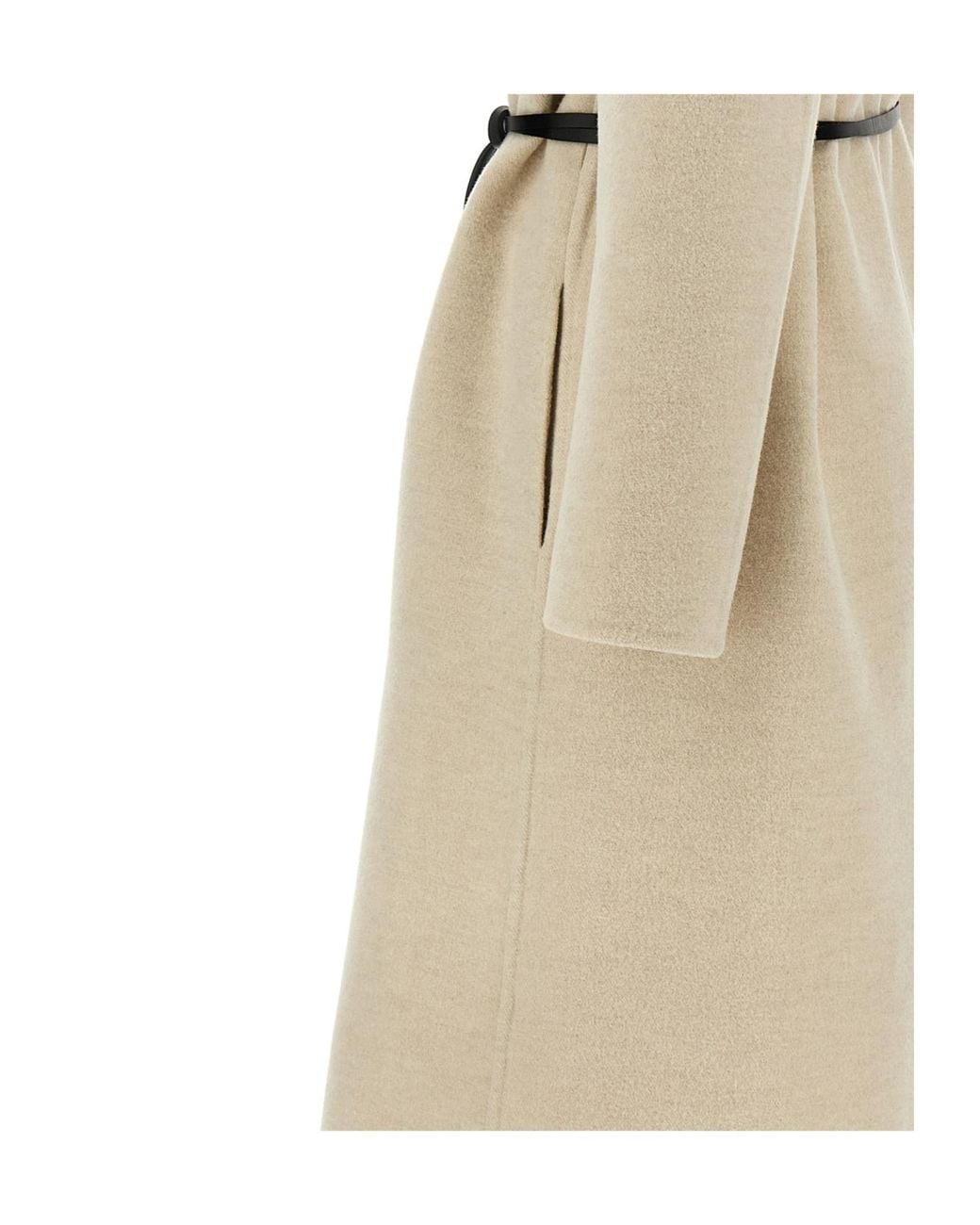 Fabiana Filippi Natural Single-Breasted Belted Coat