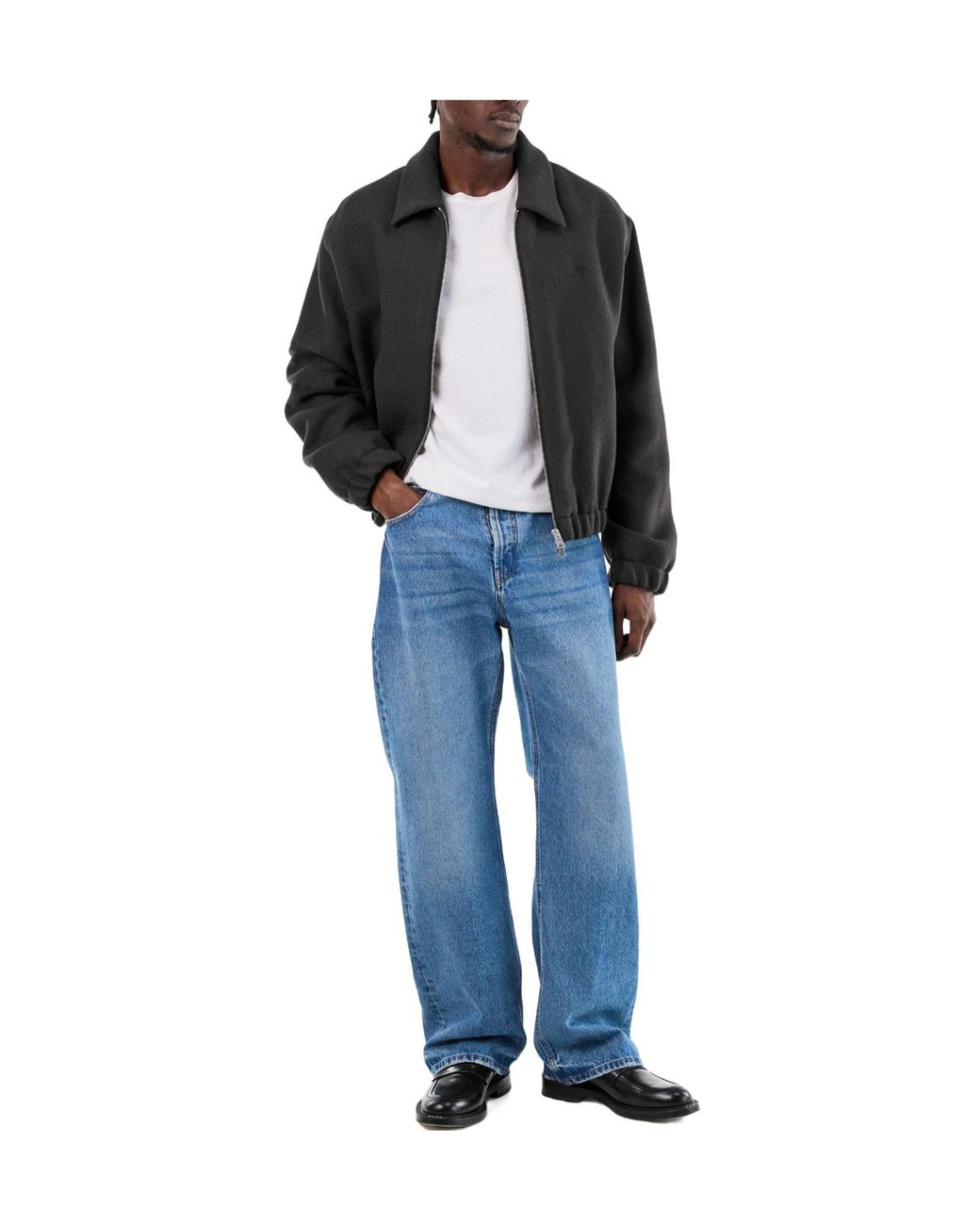 AMI Black Solid Color Casual Jacket for men
