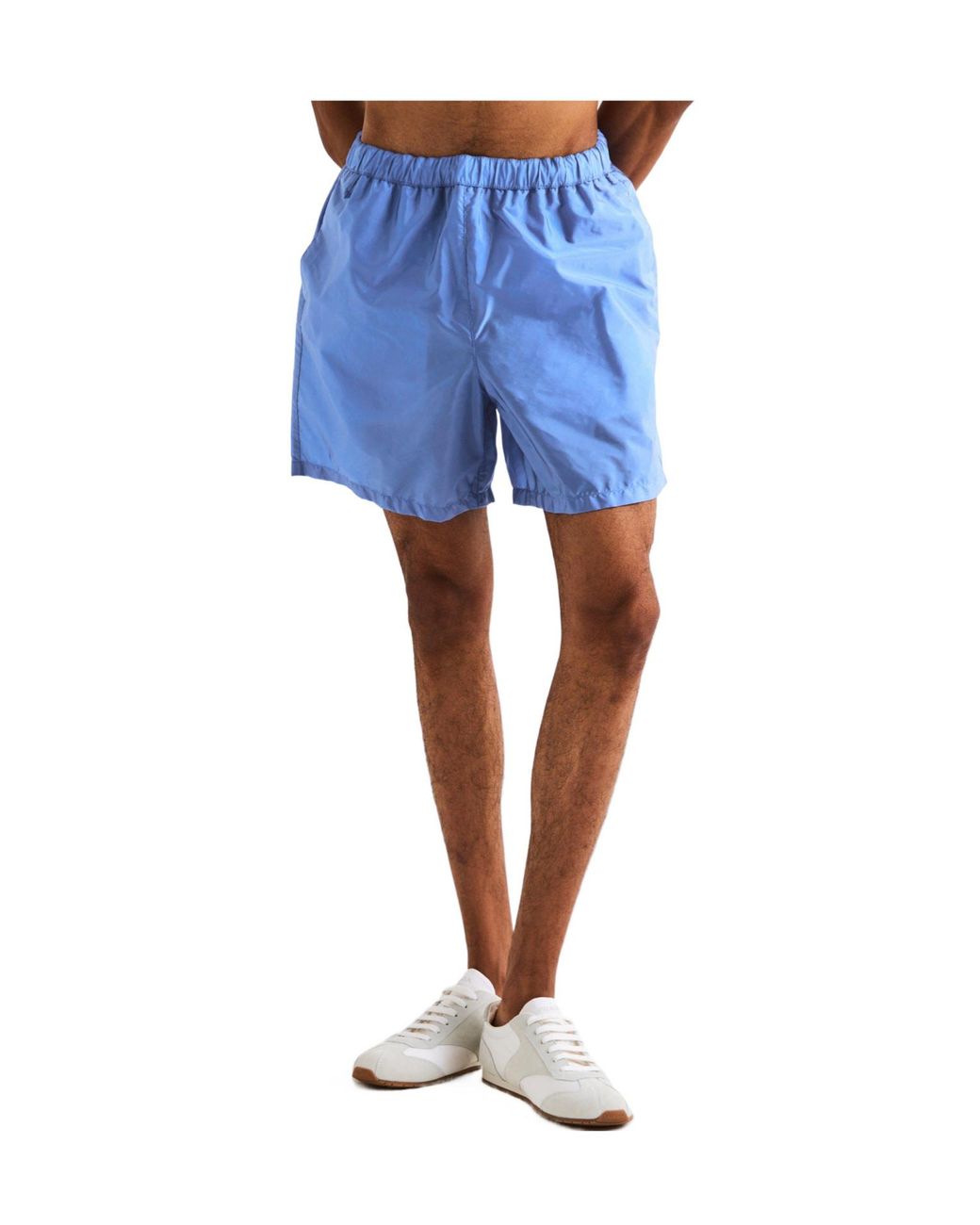 Prada Blue Solid Color Swim Trunks for men