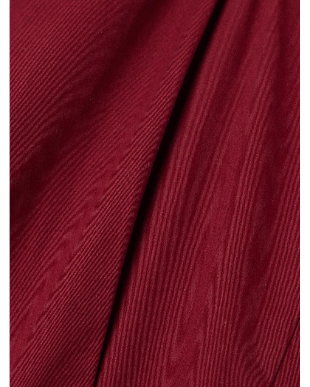 Proenza Schouler Red Ainsley Pleated Brushed Cotton-Blend Twill Midi Dress