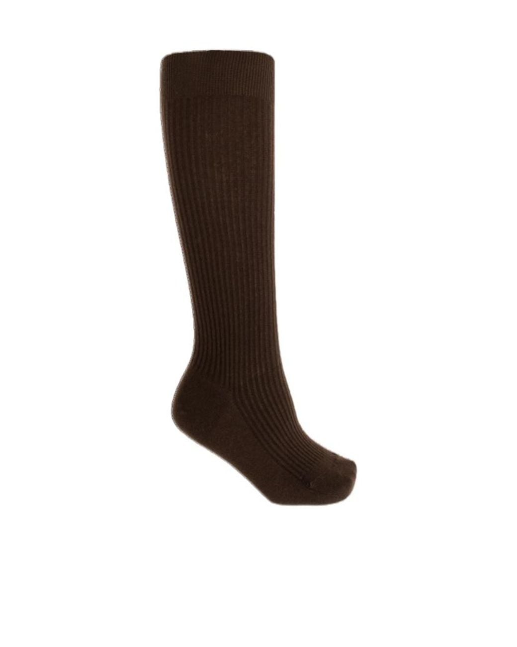 Max Mara Brown Ribbed Cashmere Socks