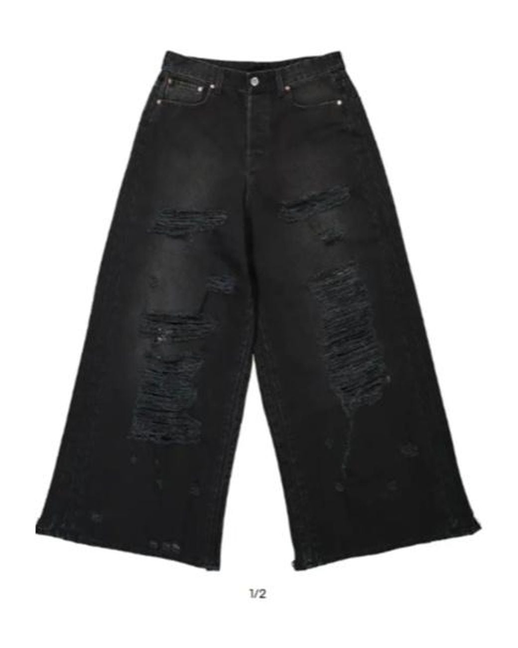 Vetements Black Distressed Wide Leg Jeans for men