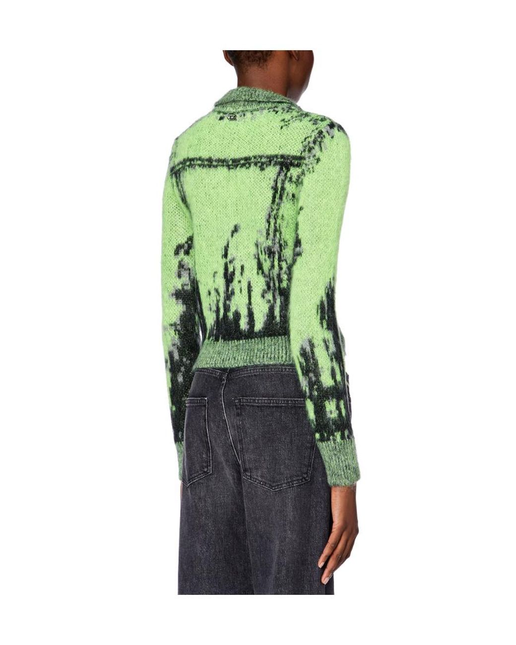 DIESEL Green M-Taphos Patterned Intarsia-Knit Jumper