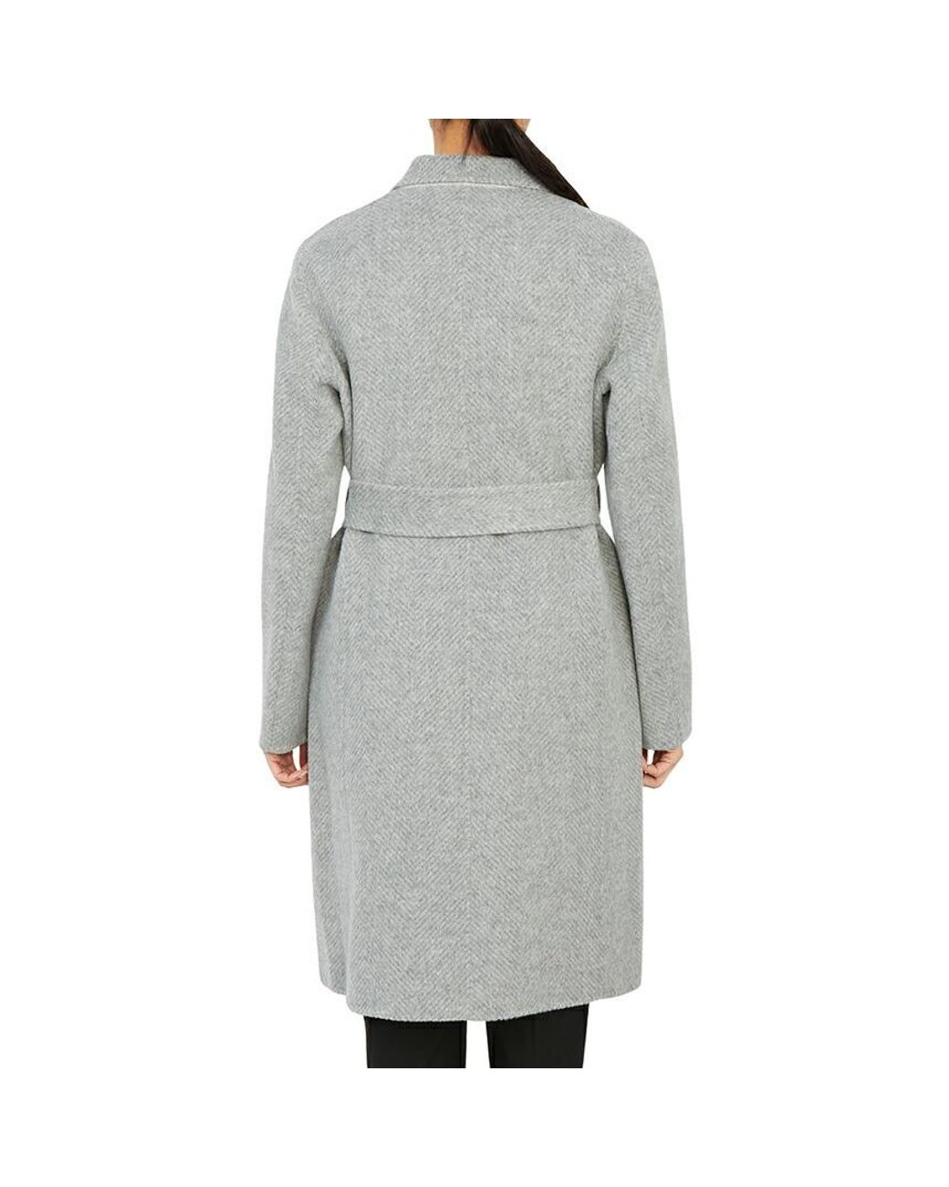 Theory Gray Belted Wool Coat