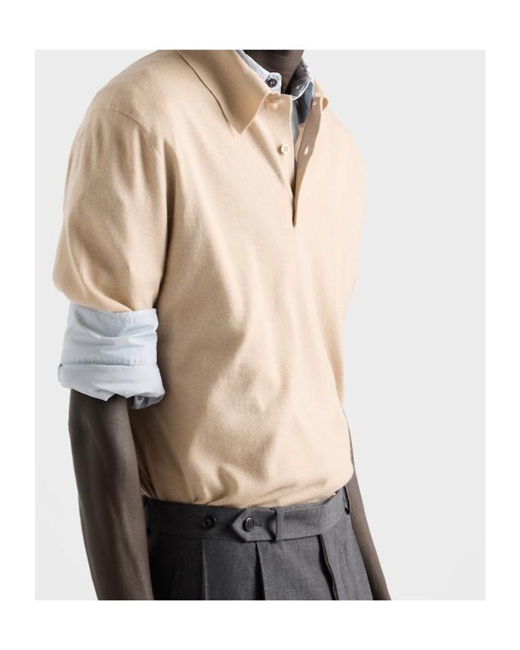 Prada Natural Cashmere And Silk Polo Shirt for men
