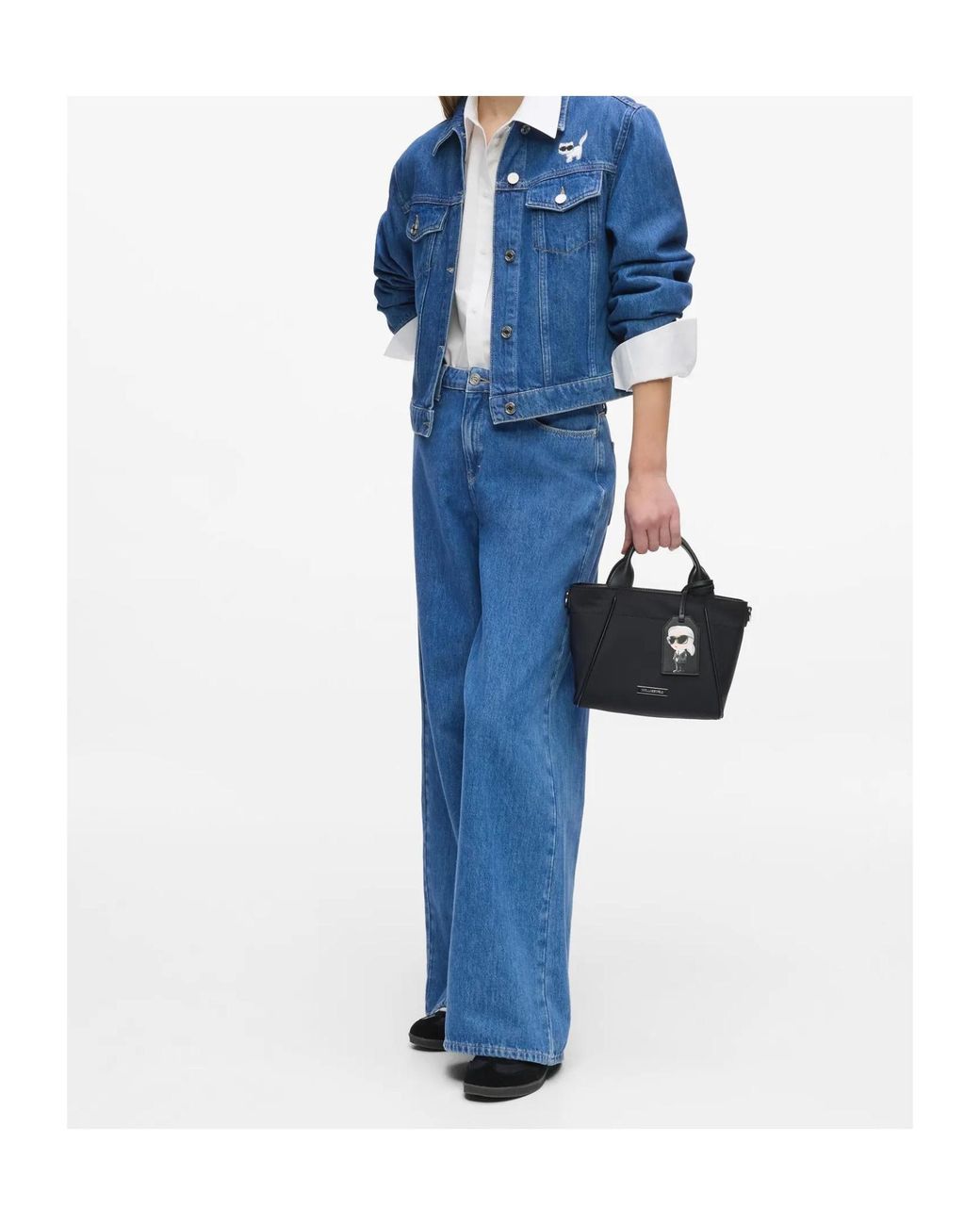 Karl Lagerfeld Blue Ikon Cat-Motif Denim Jacket