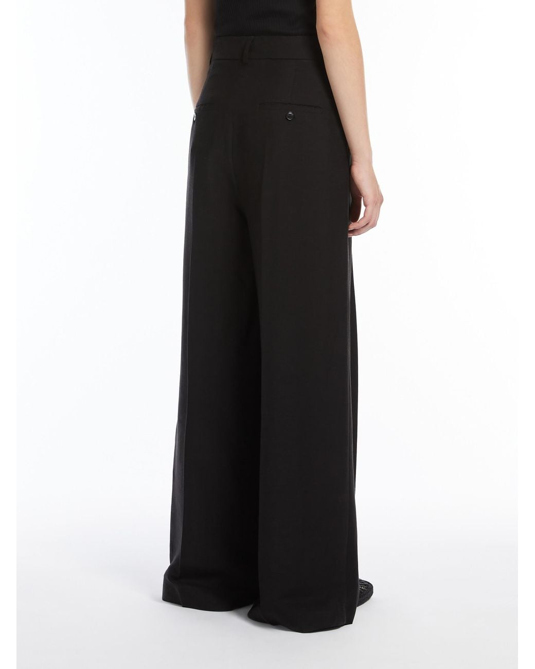 Weekend by Maxmara Black Viscose And Linen Wide Trousers