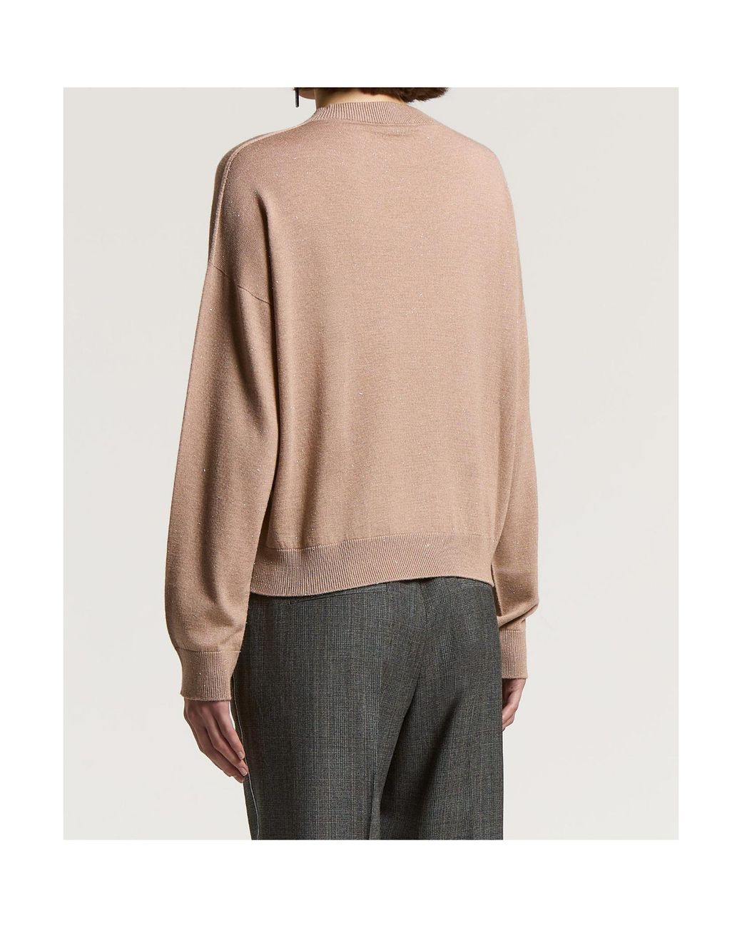 Peserico Brown Sequined Knit Sweater