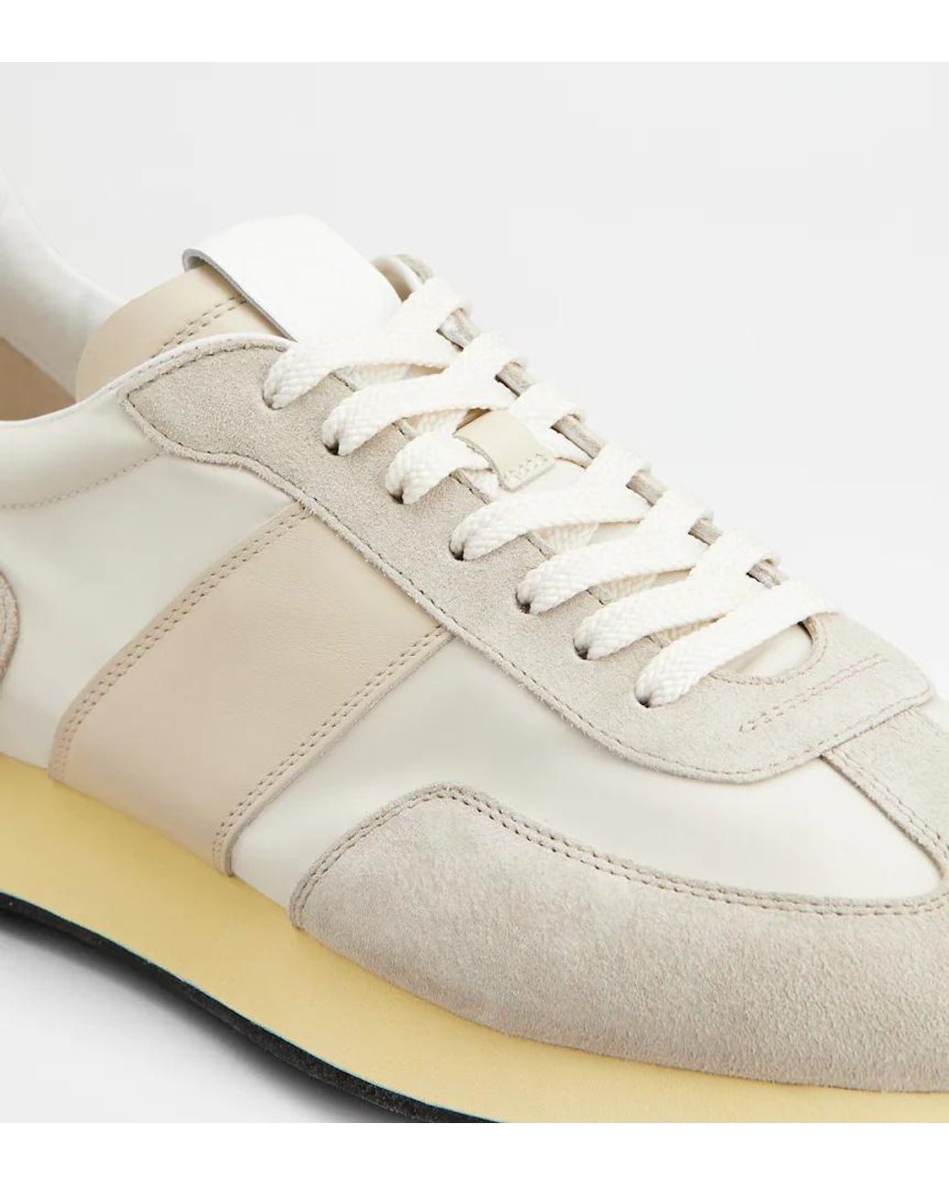 Tod's White Panelled Lace-Up Sneakers for men