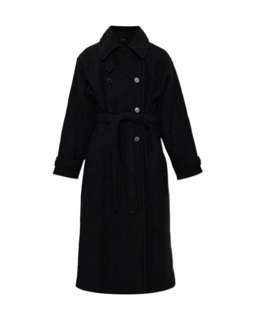 A.P.C. Gray Lea Belted Double-Breasted Coat
