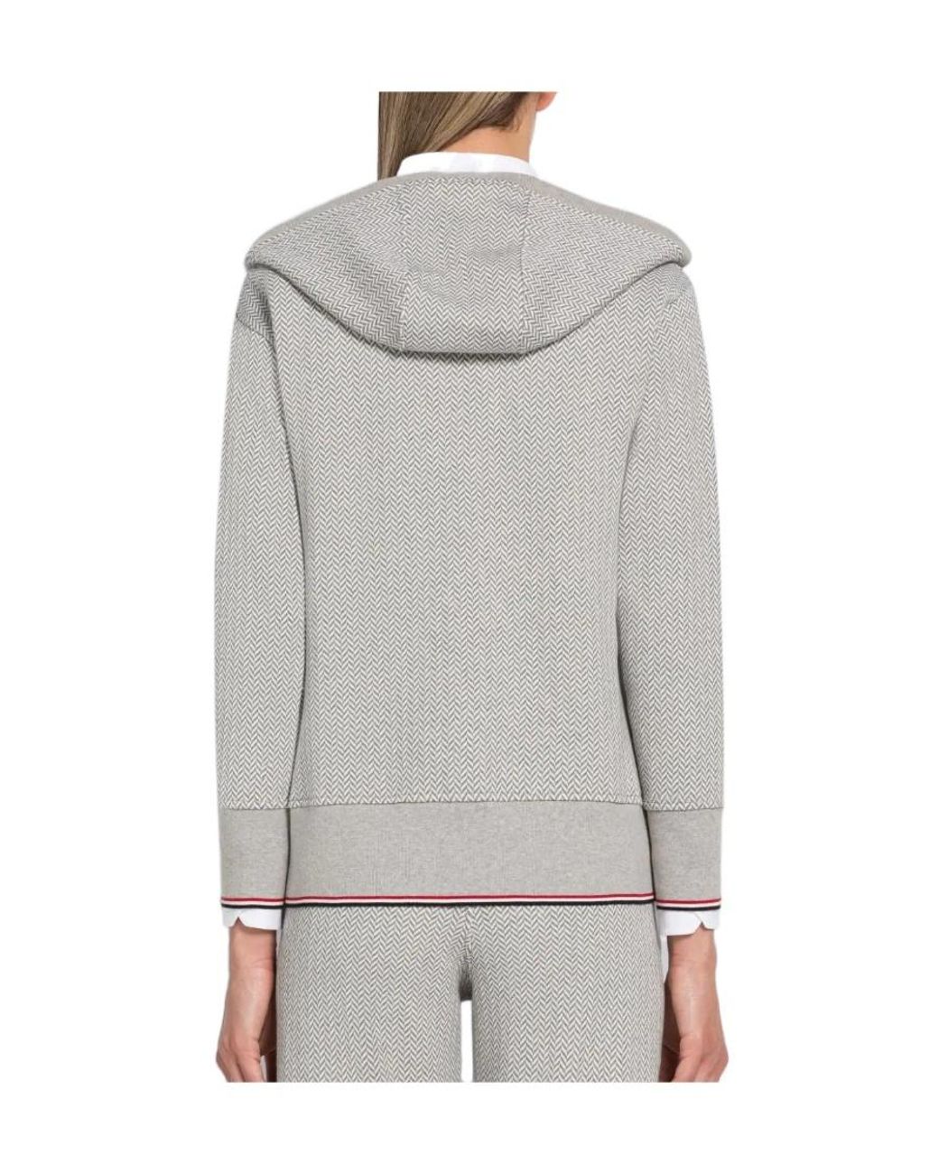 Thom Browne Gray Rwb Striped Button-Front Hoodie