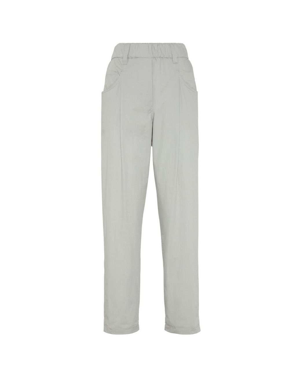 Brunello Cucinelli Gray Straight-Leg Cotton Trousers