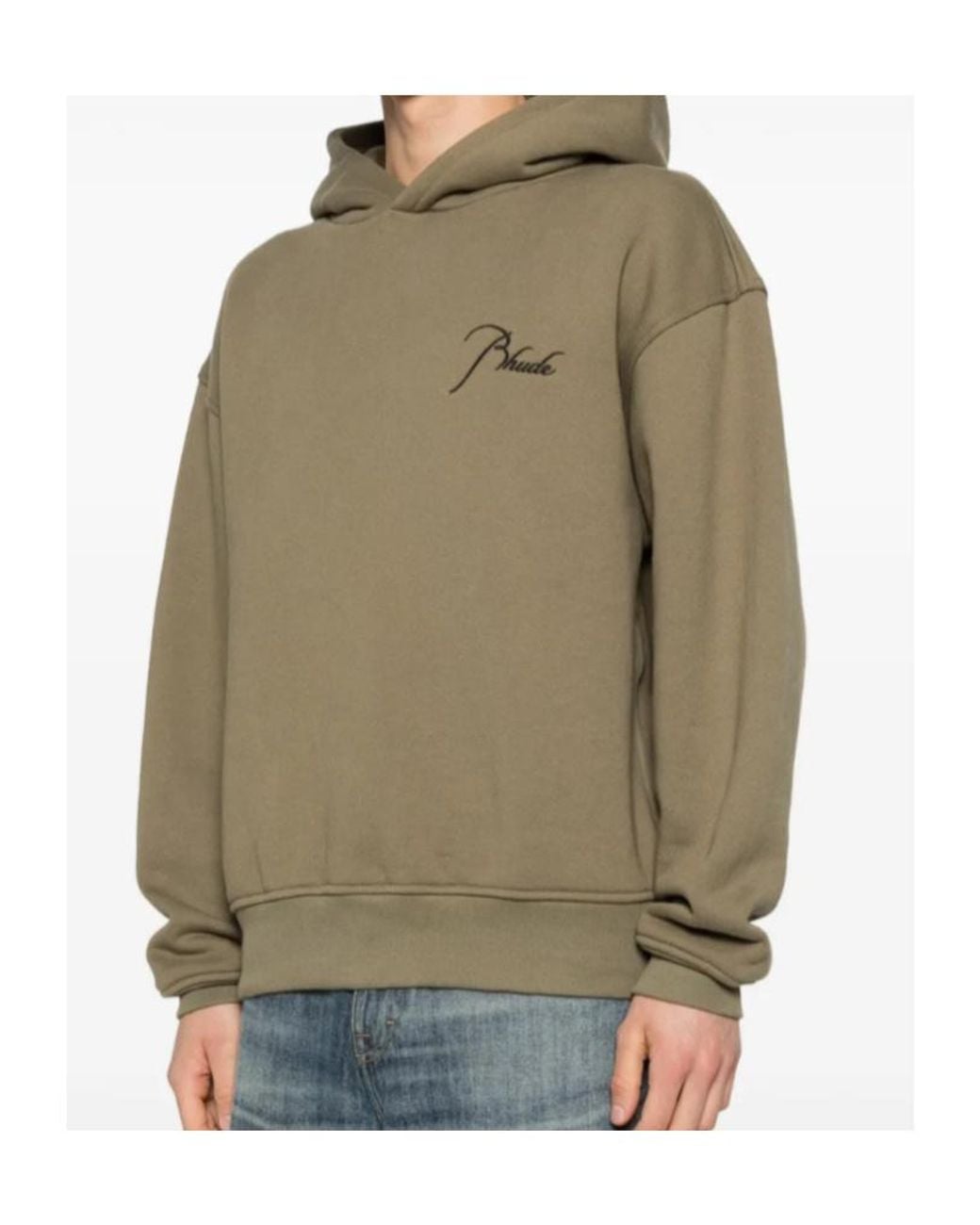 Rhude Green Logo Embroidered Long-Sleeved Sweatshirt for men