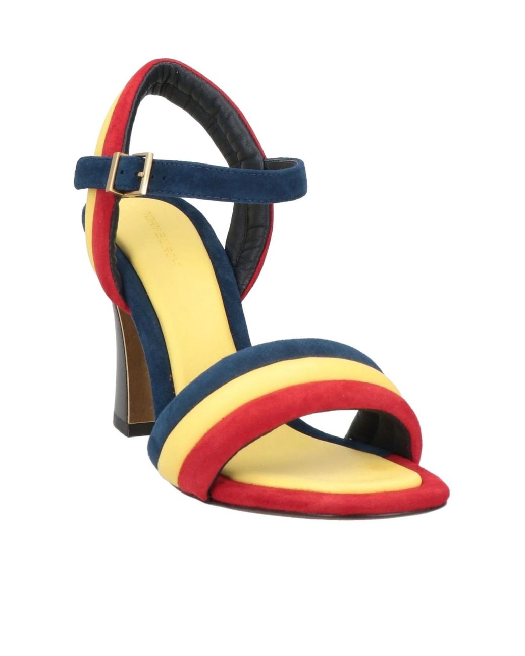 Tory Burch Blue Patchwork Backless Sandals