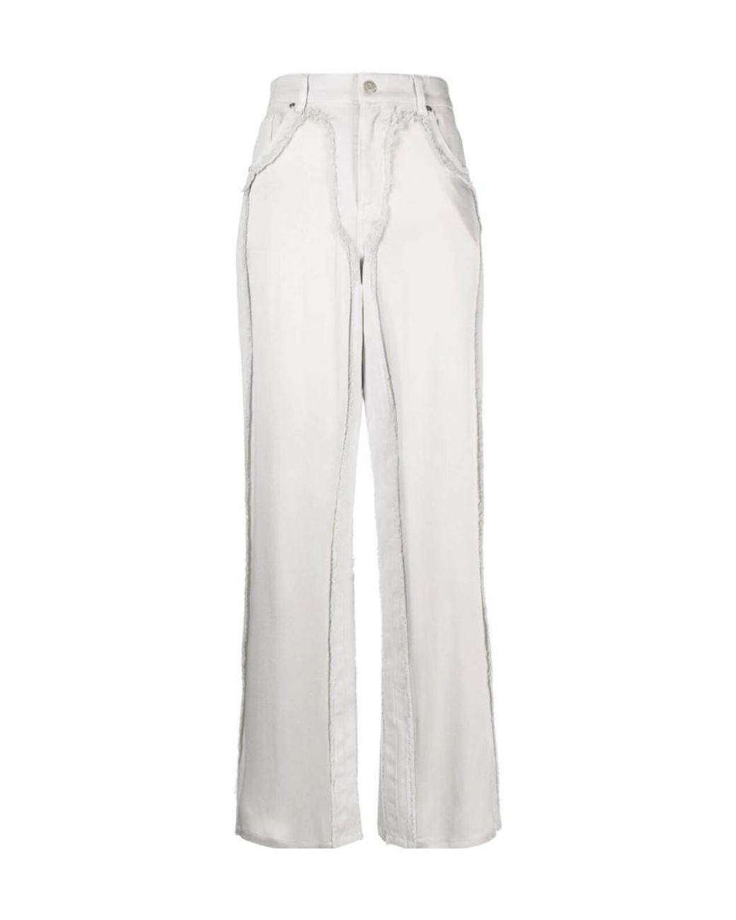 Blumarine White Frayed-Edge Jeans