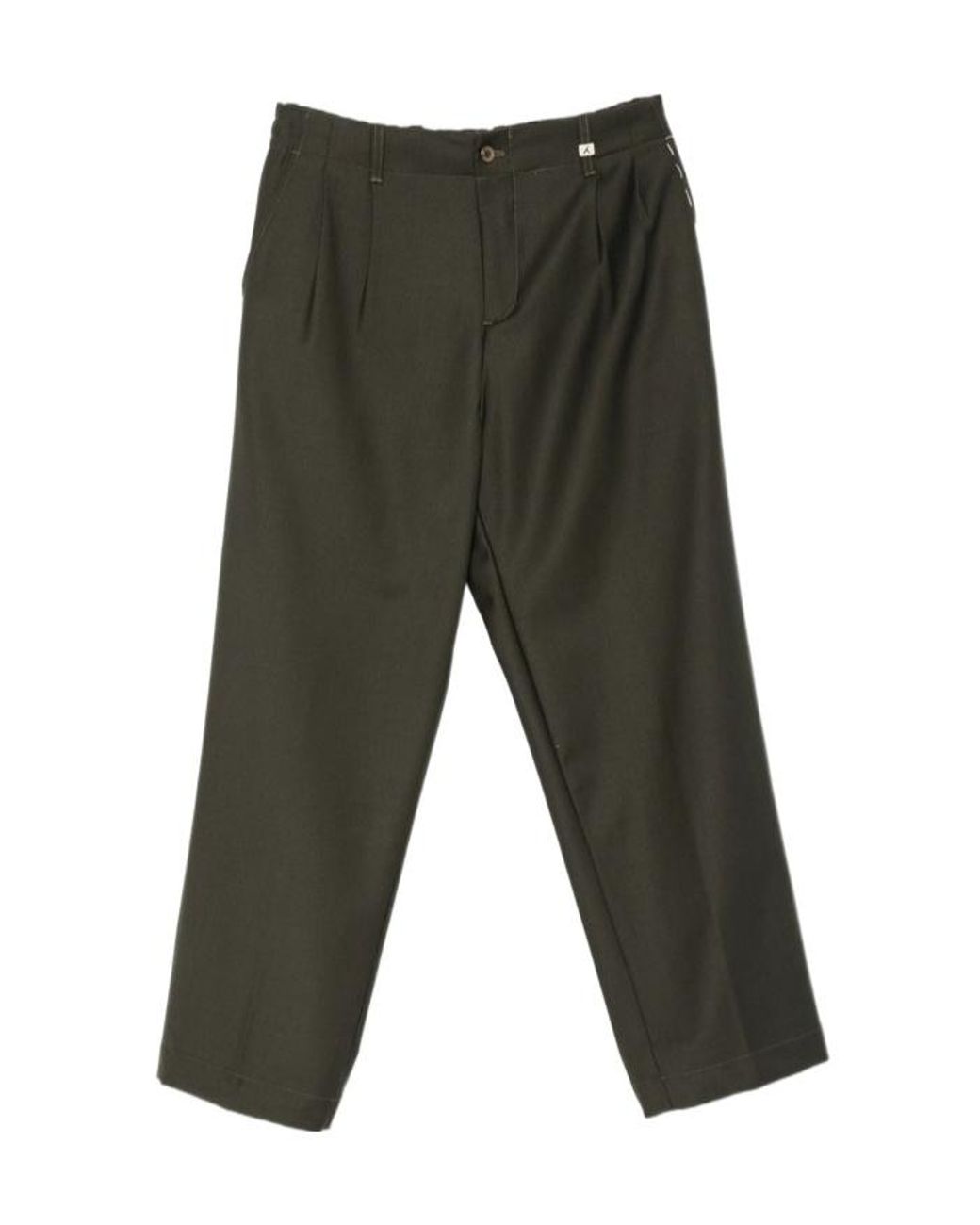 Myths Gray Pleated-Front Straight-Leg Trousers for men