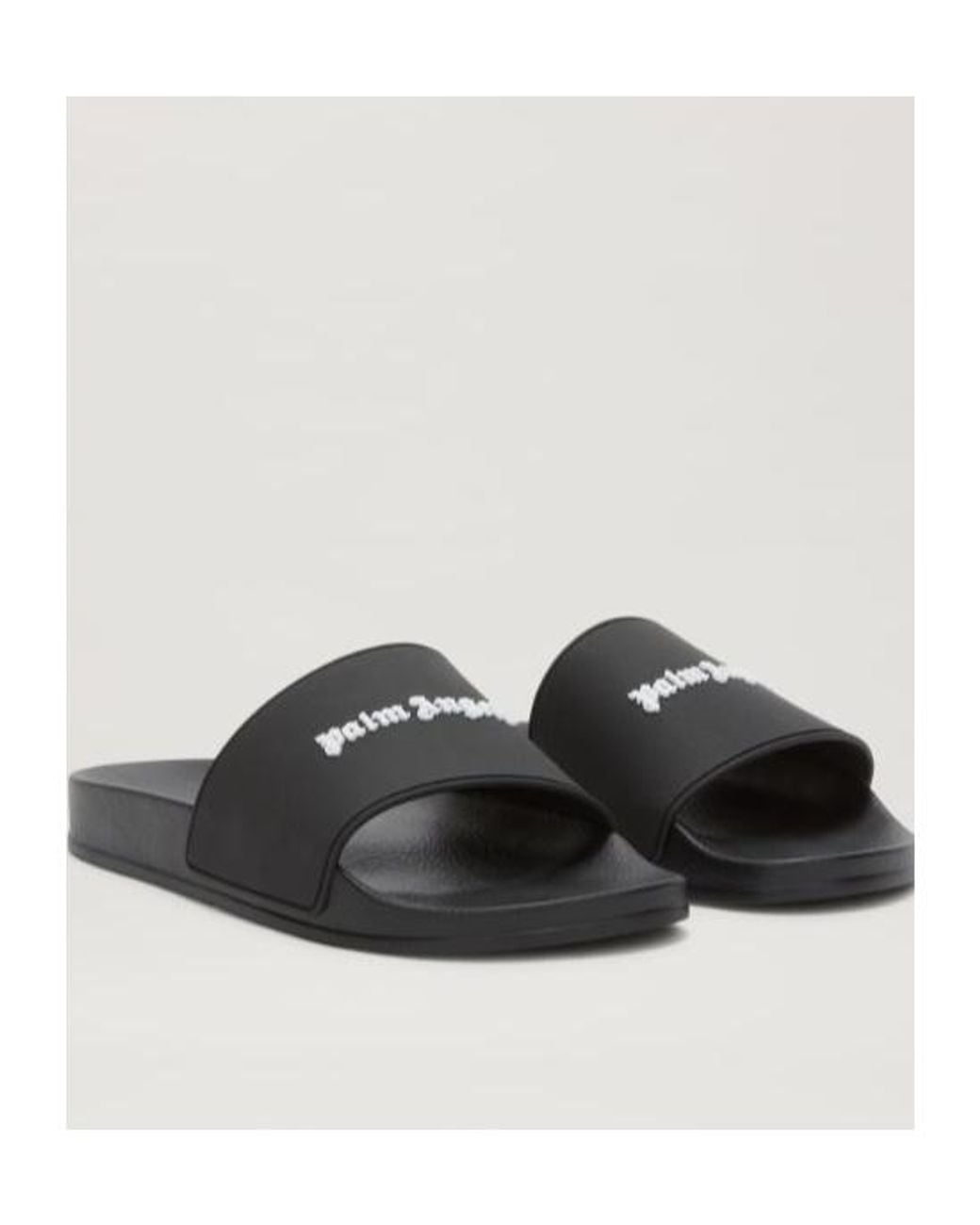 Palm Angels Black Logo Embossed Slippers for men