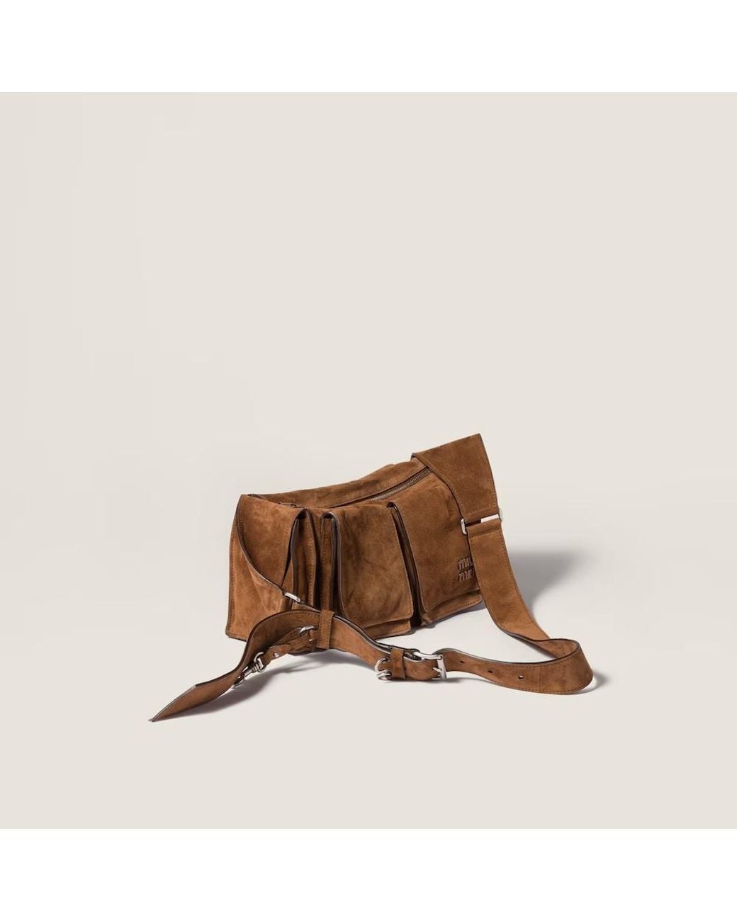 Miu Miu Brown Utilitaire Suede Shoulder Bag