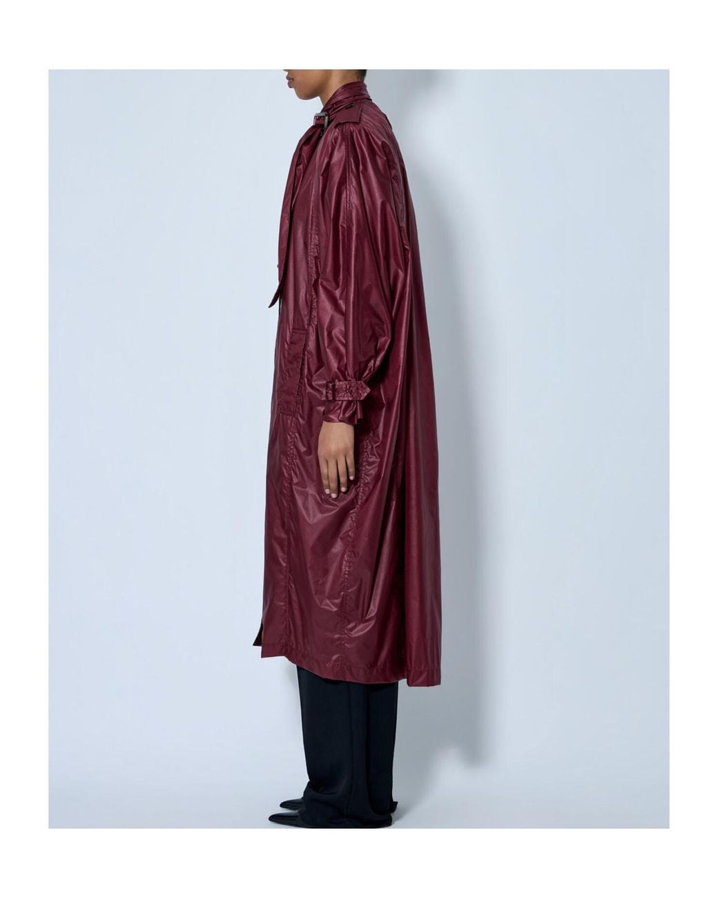Saint Laurent Red Lavallière Double-Breasted Trench Coat