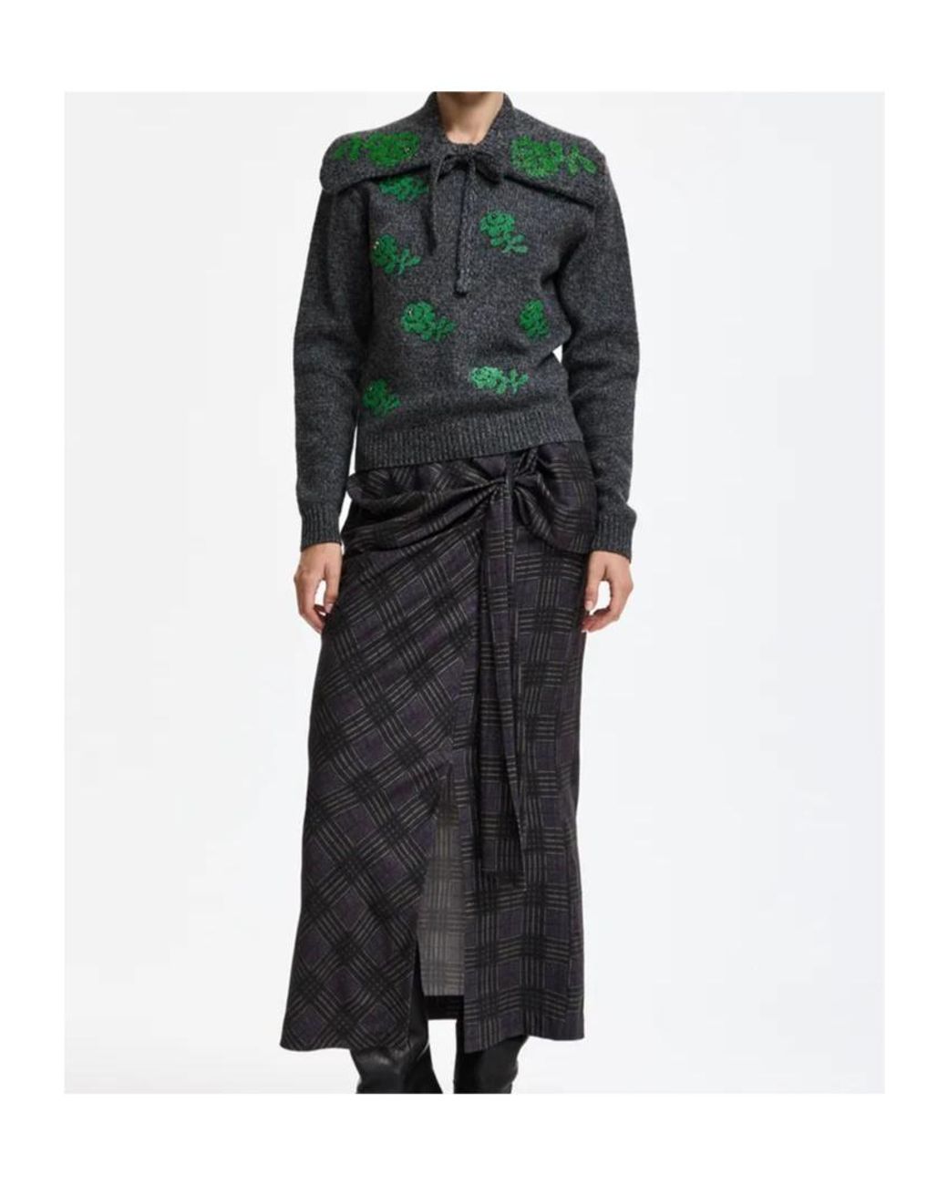 Essentiel Antwerp Green Korine Embellished Knitted Sweater