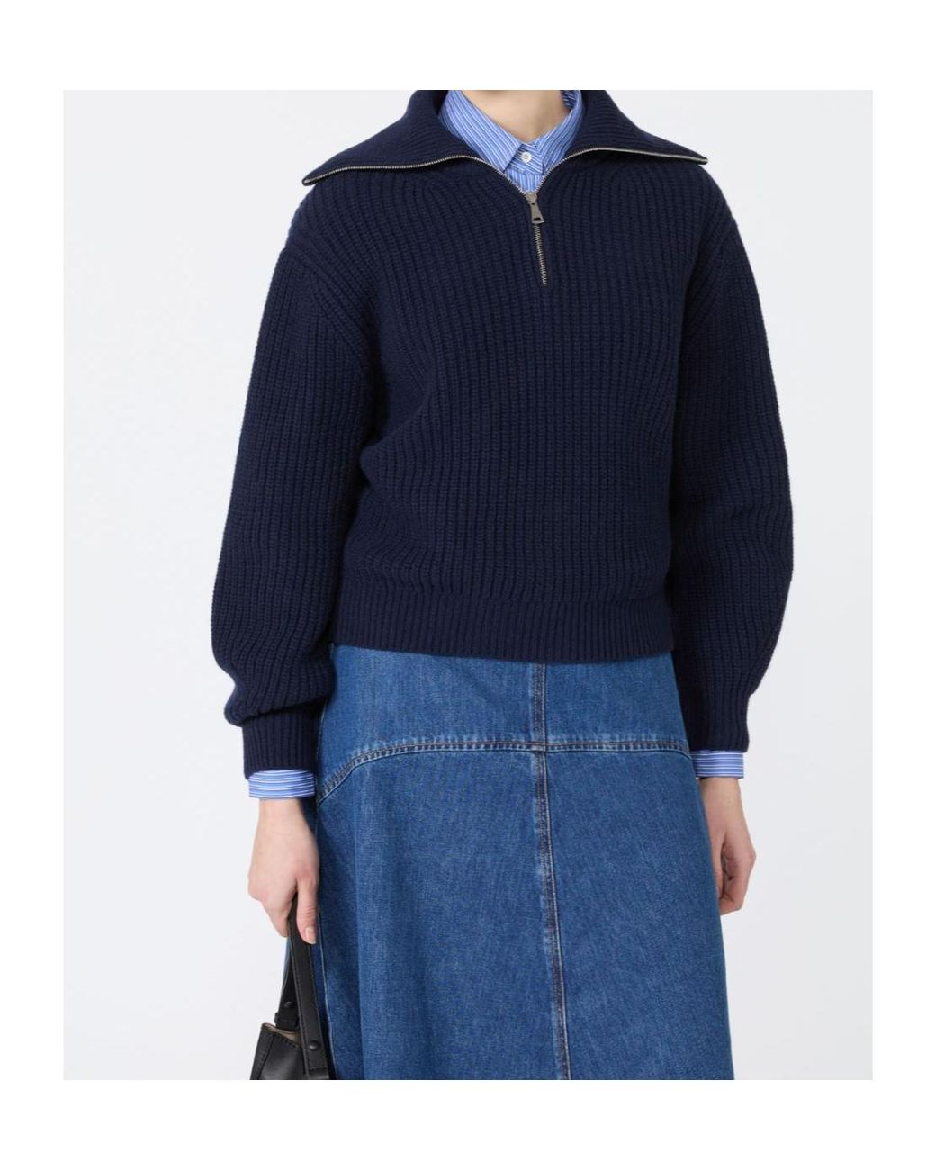 Weekend by Maxmara Blue Wkdlaser Front Zipped Knitted Jumper
