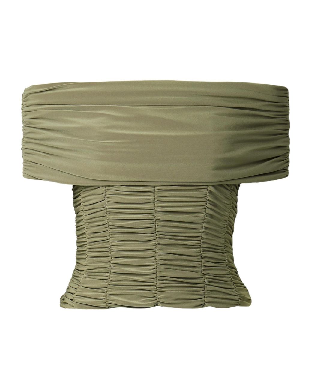 Tibi Green Convertible Off-The-Shoulder Ruched Jersey Top