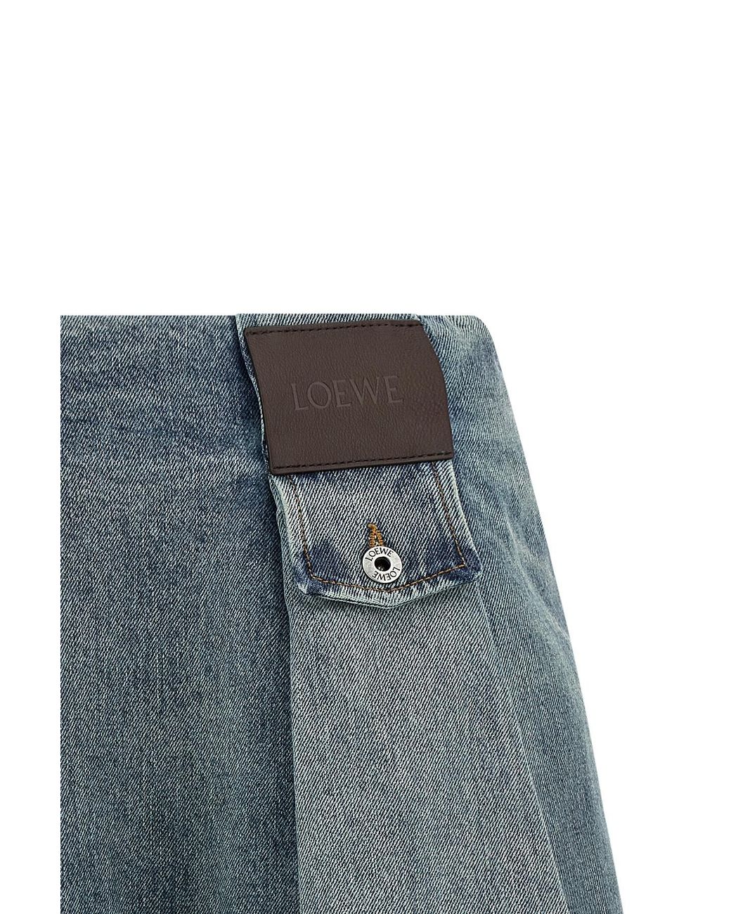 Loewe Blue Pleated Pocket Denim Skirt
