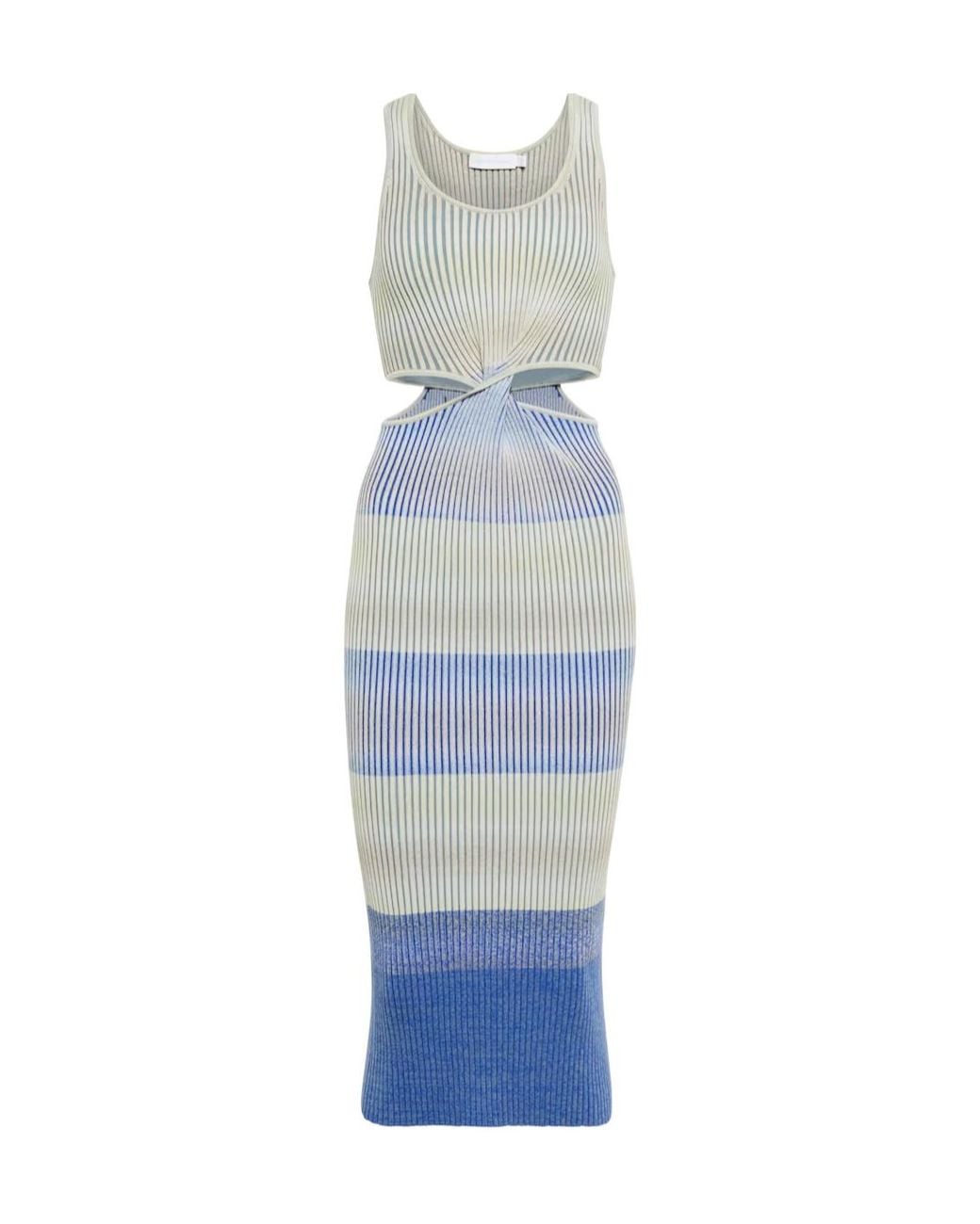 Jonathan Simkhai Blue Striped Cutout Dress