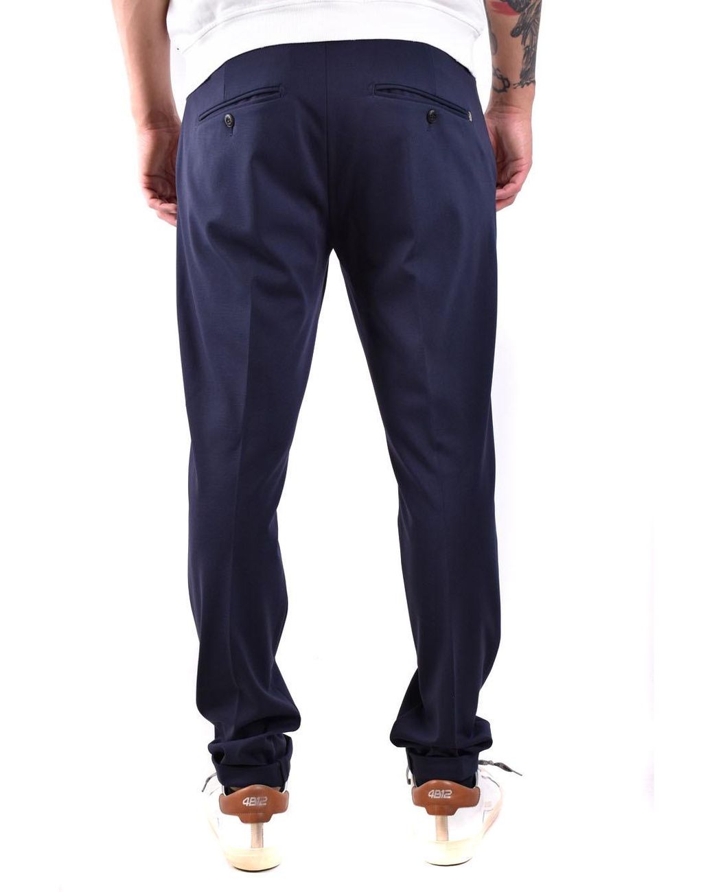 Dondup Blue Belt-Lined Casual Pants for men