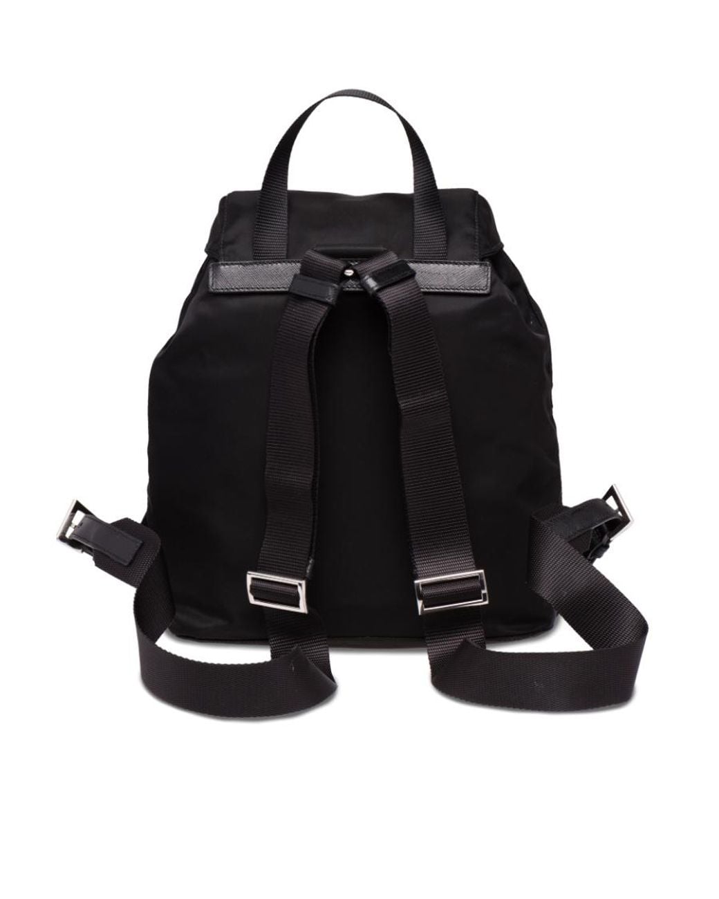 Prada Black Triangle Logo Plaque Backpack
