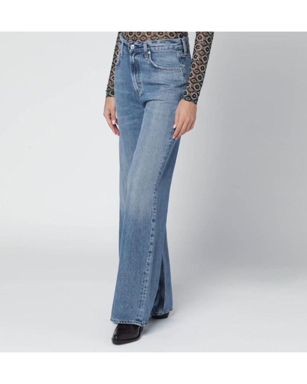 Citizens of Humanity Blue High-Rise Wide-Leg Jeans