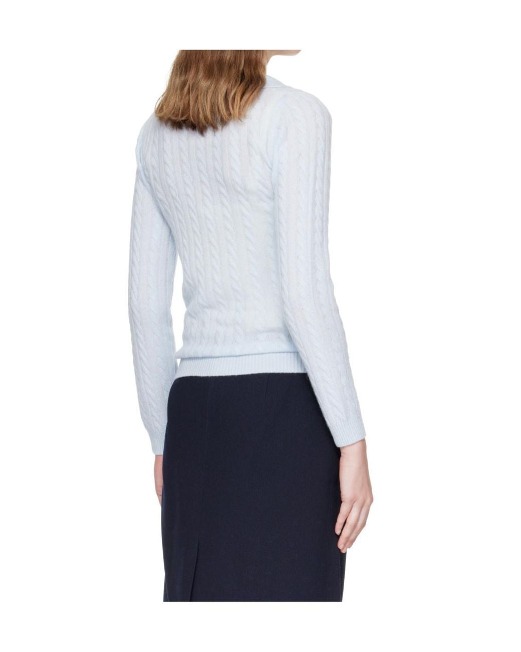 ShuShu/Tong Blue Cable-Knit Sailor-Collar Sweater