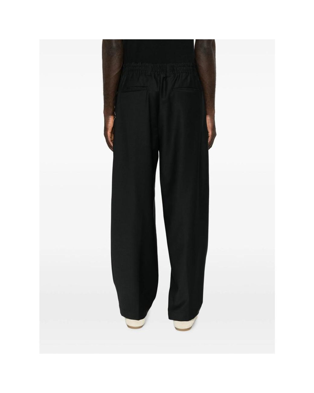 Myths Black Pleated-Front Straight-Leg Trousers for men
