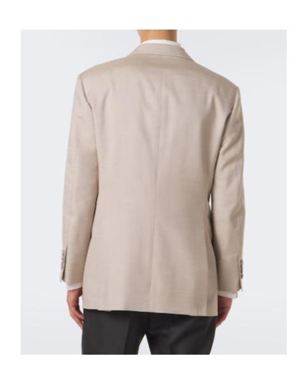 Brunello Cucinelli Natural Patent Lapel Double-Breasted Blazer for men