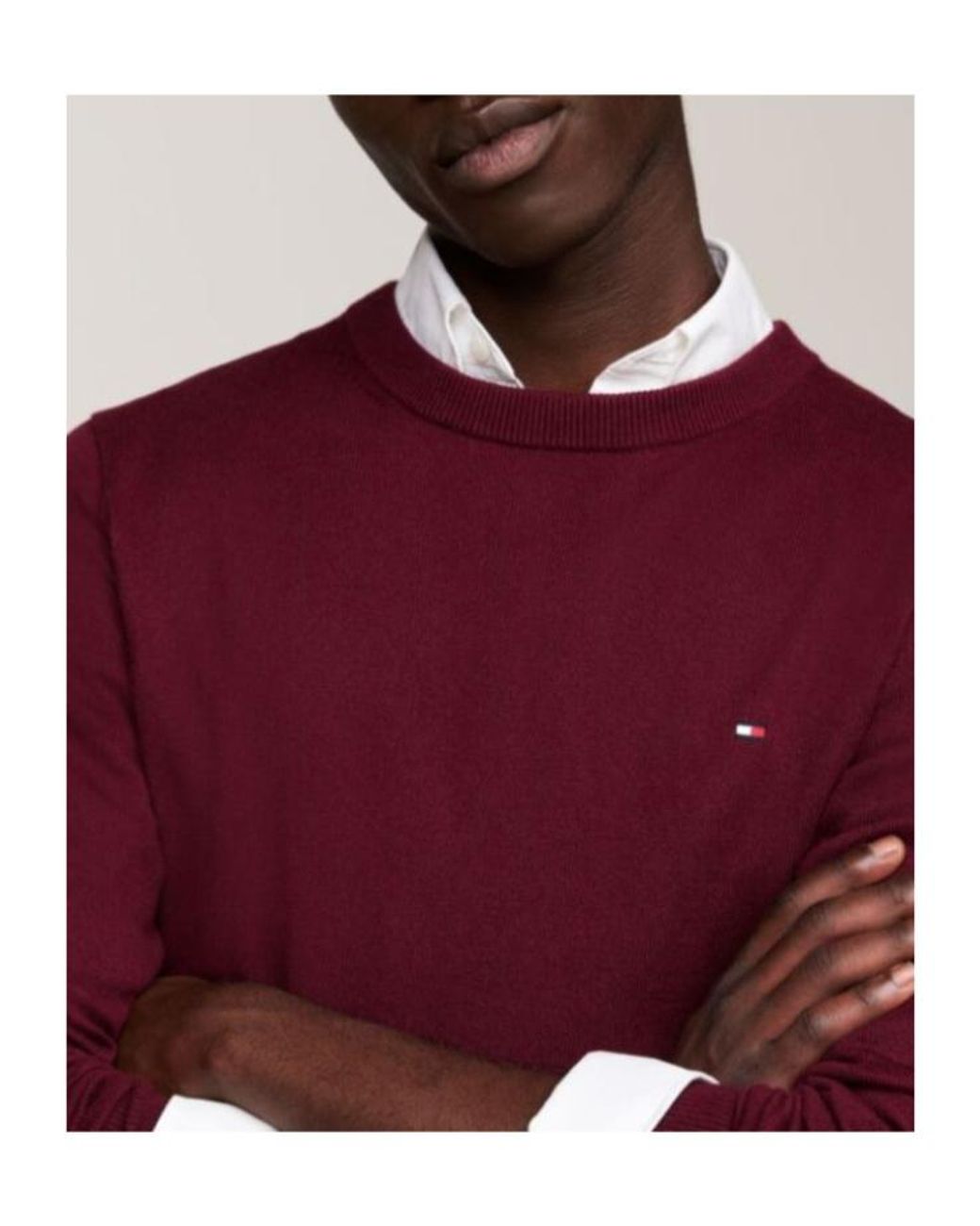 Tommy Hilfiger Red Cotton Cashmere Crew Neck Jumper for men