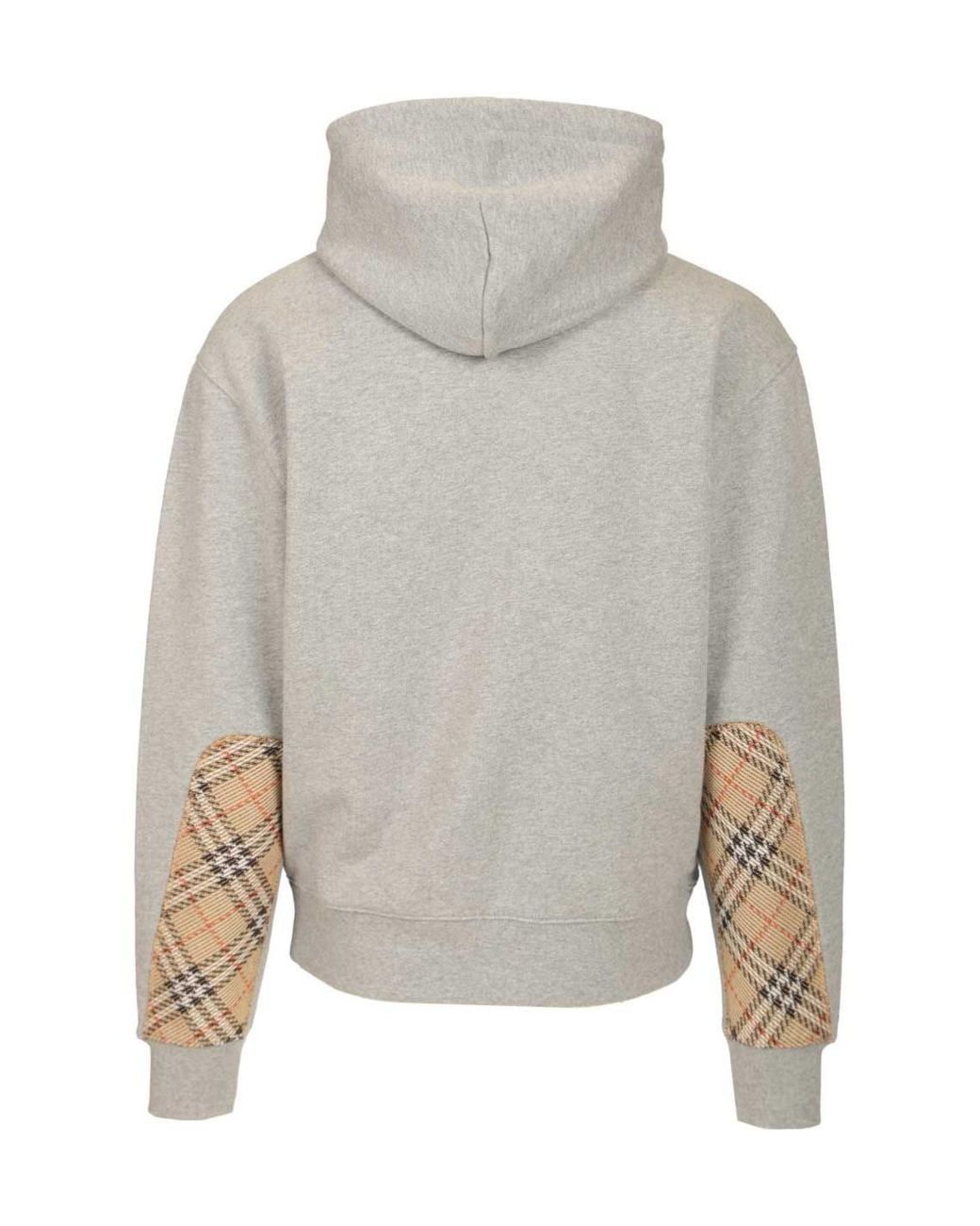 Burberry Gray Check Motif Cotton Hoodie for men