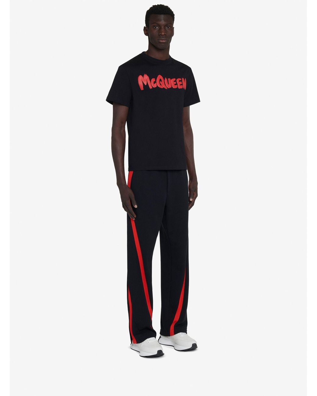McQueen Black Logo Printed Crewneck T-Shirt for men