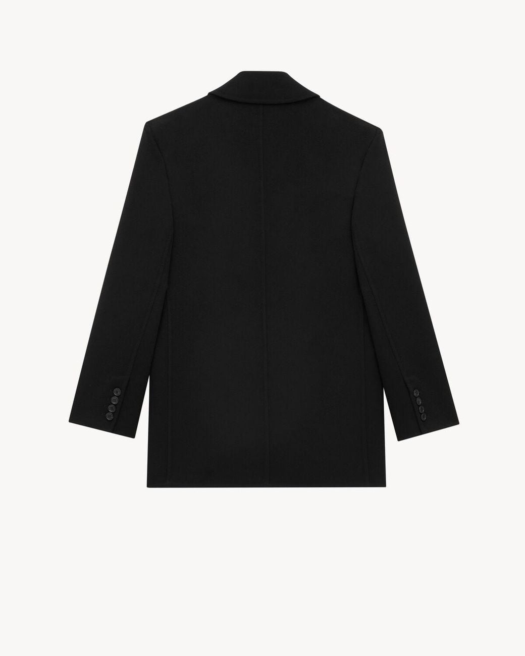 Saint Laurent Black Double-Breasted Long-Sleeved Peacoat for men