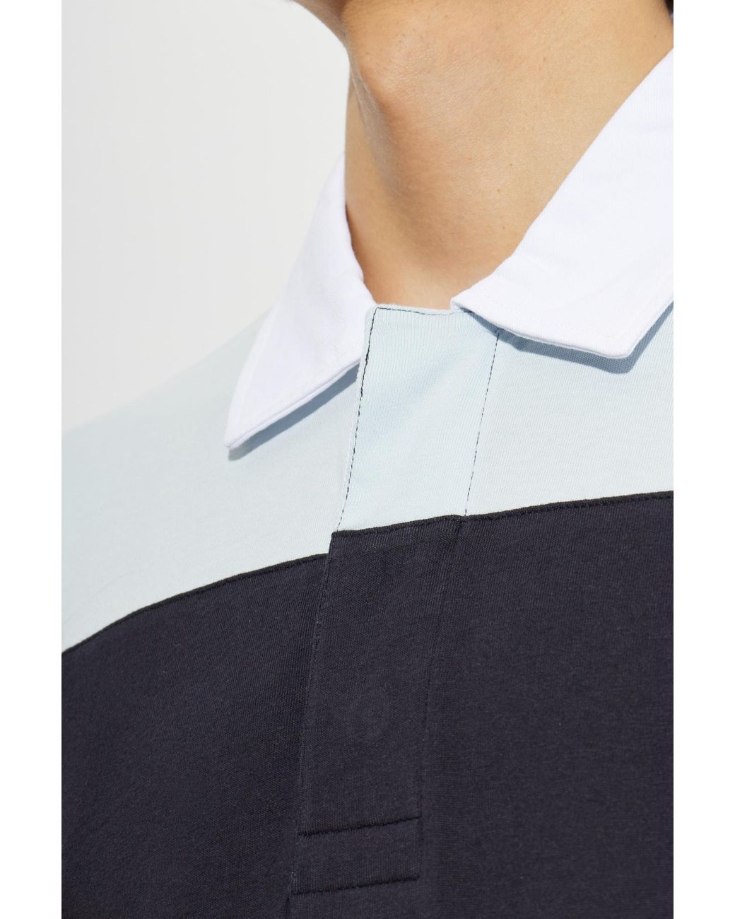 Rag & Bone Blue Striped Long Sleeve Polo Shirt for men