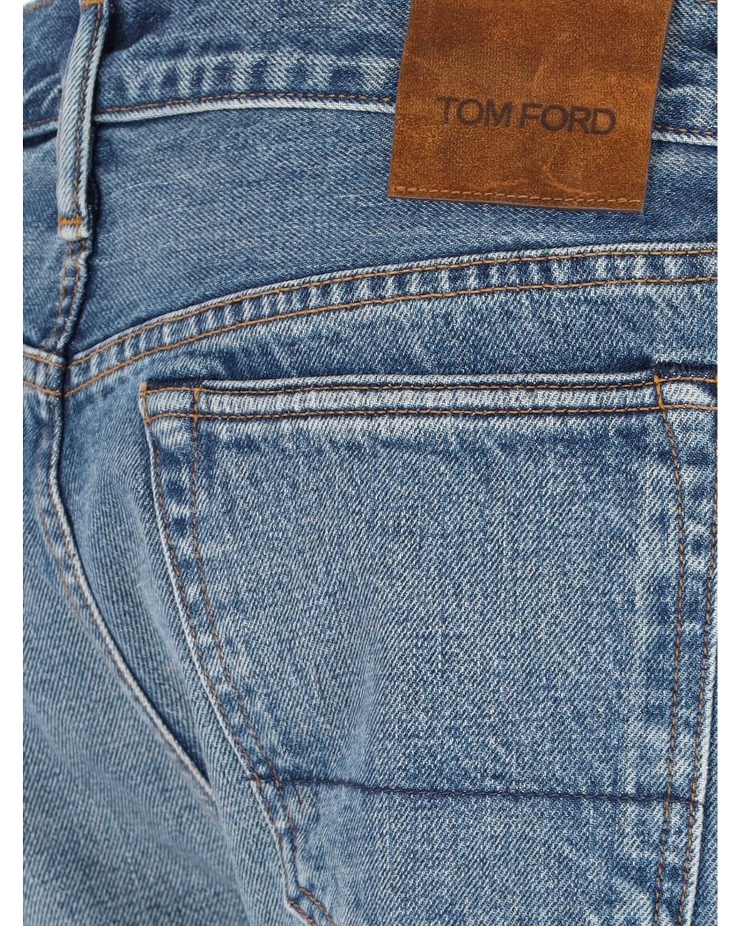 Tom Ford Blue Mid-Rise Straight-Leg Jeans for men