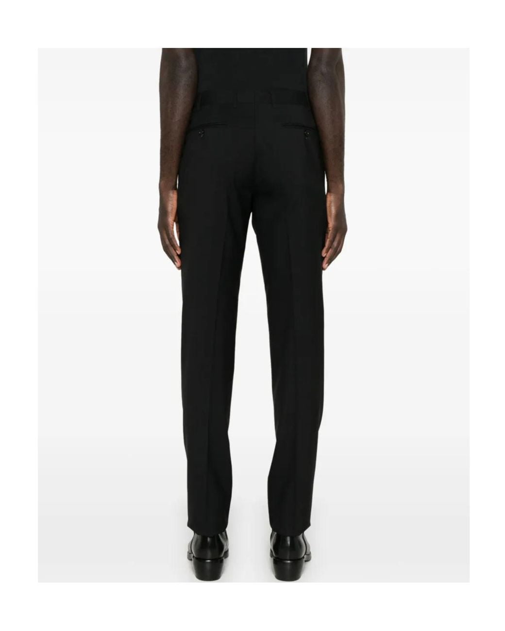 Canali Black Belt-Loop Casual Trousers for men