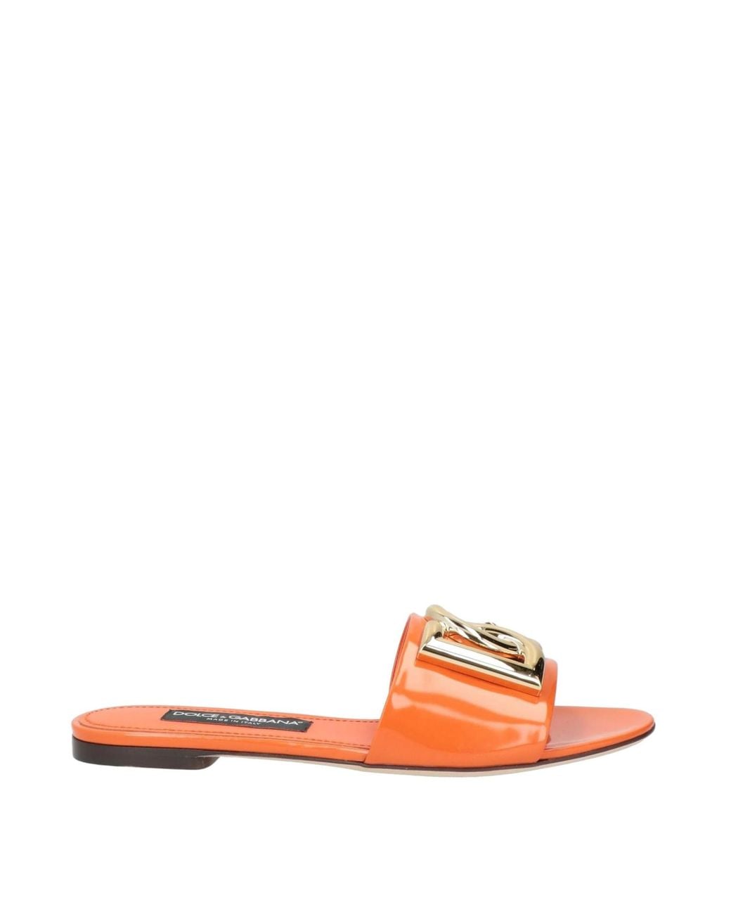 Dolce & Gabbana Orange Minimalist Patent Leather Slides