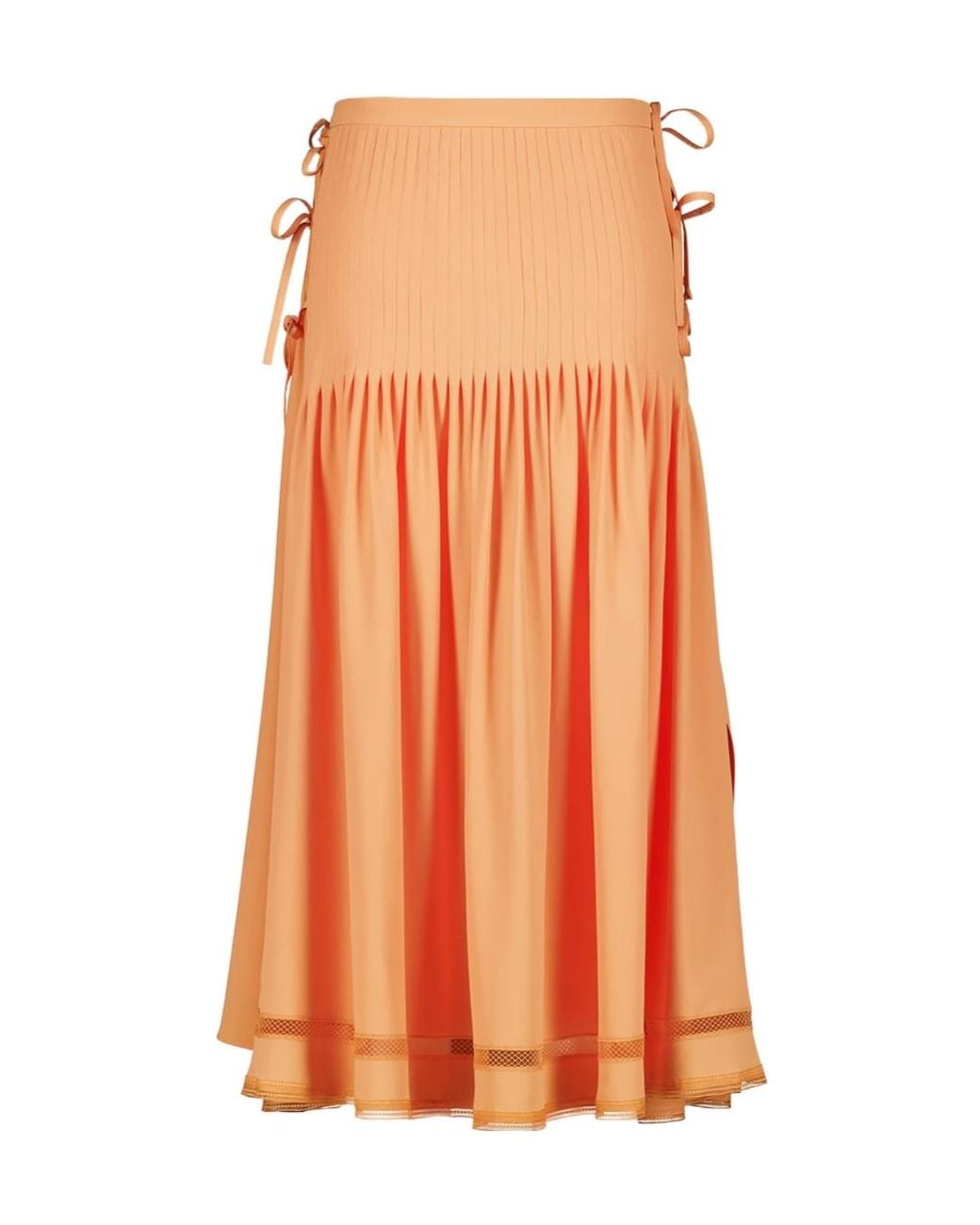 Rabanne Orange Bow-Detail Pleated Skirt