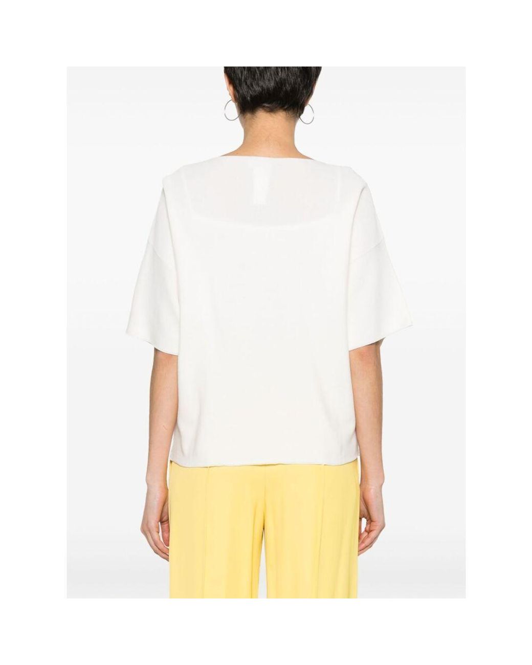 Fabiana Filippi White Beaded-Trim Wide-Neck Knitted Blouse