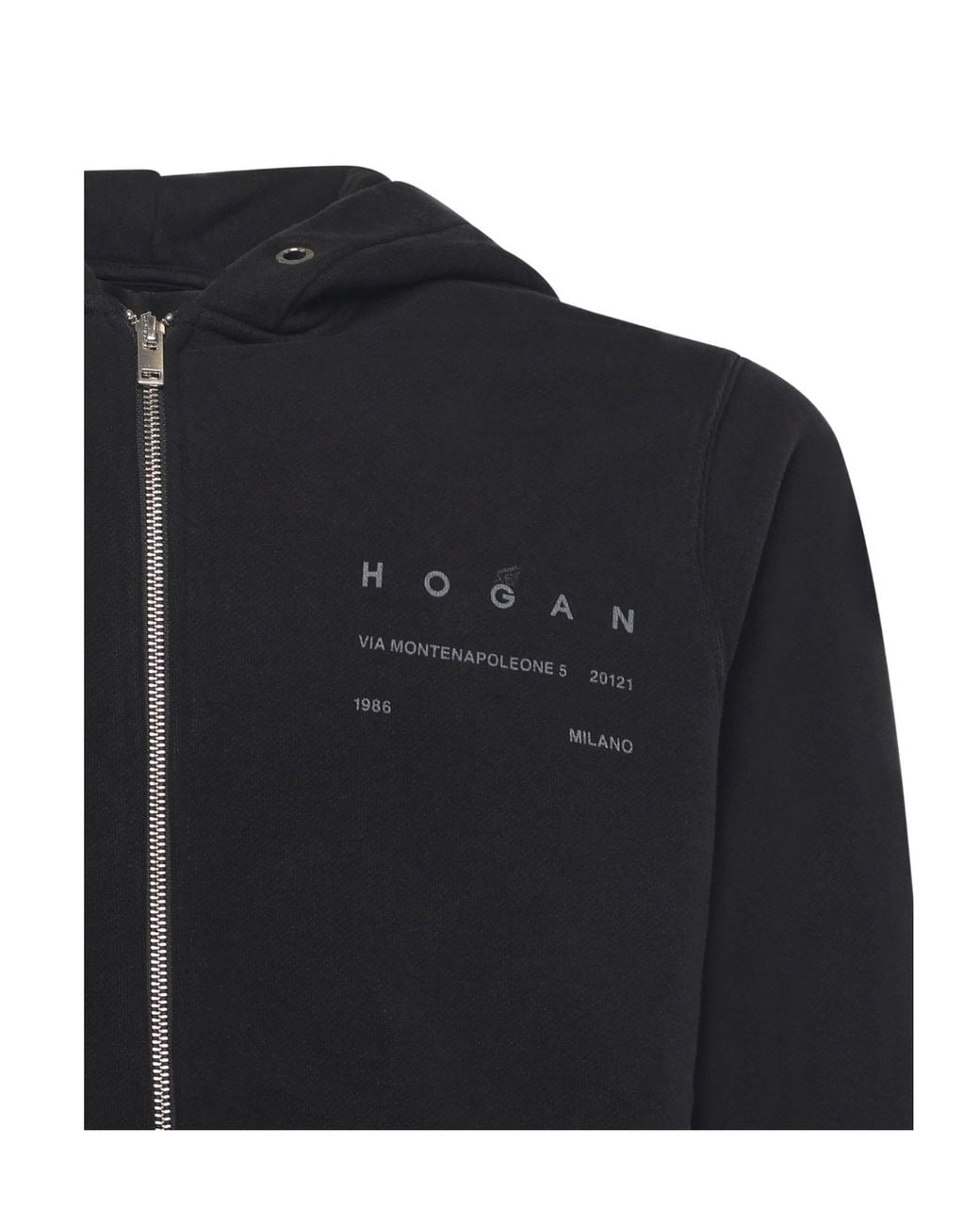 Hogan Black Logo-Printed Zipped Hoodie for men