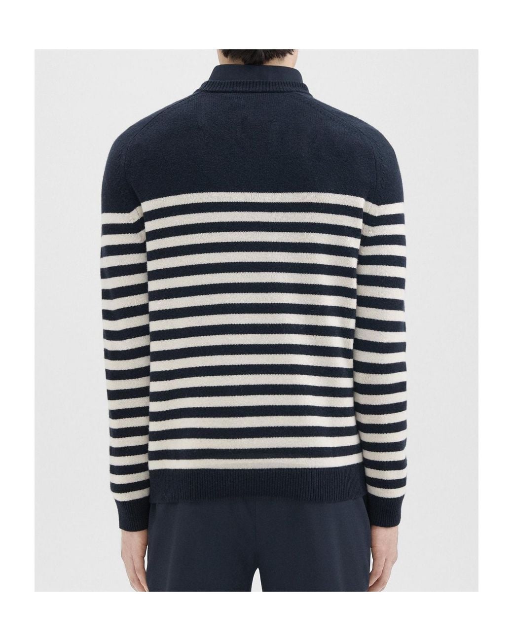 Theory Blue Striped Crewneck Knit Sweater for men