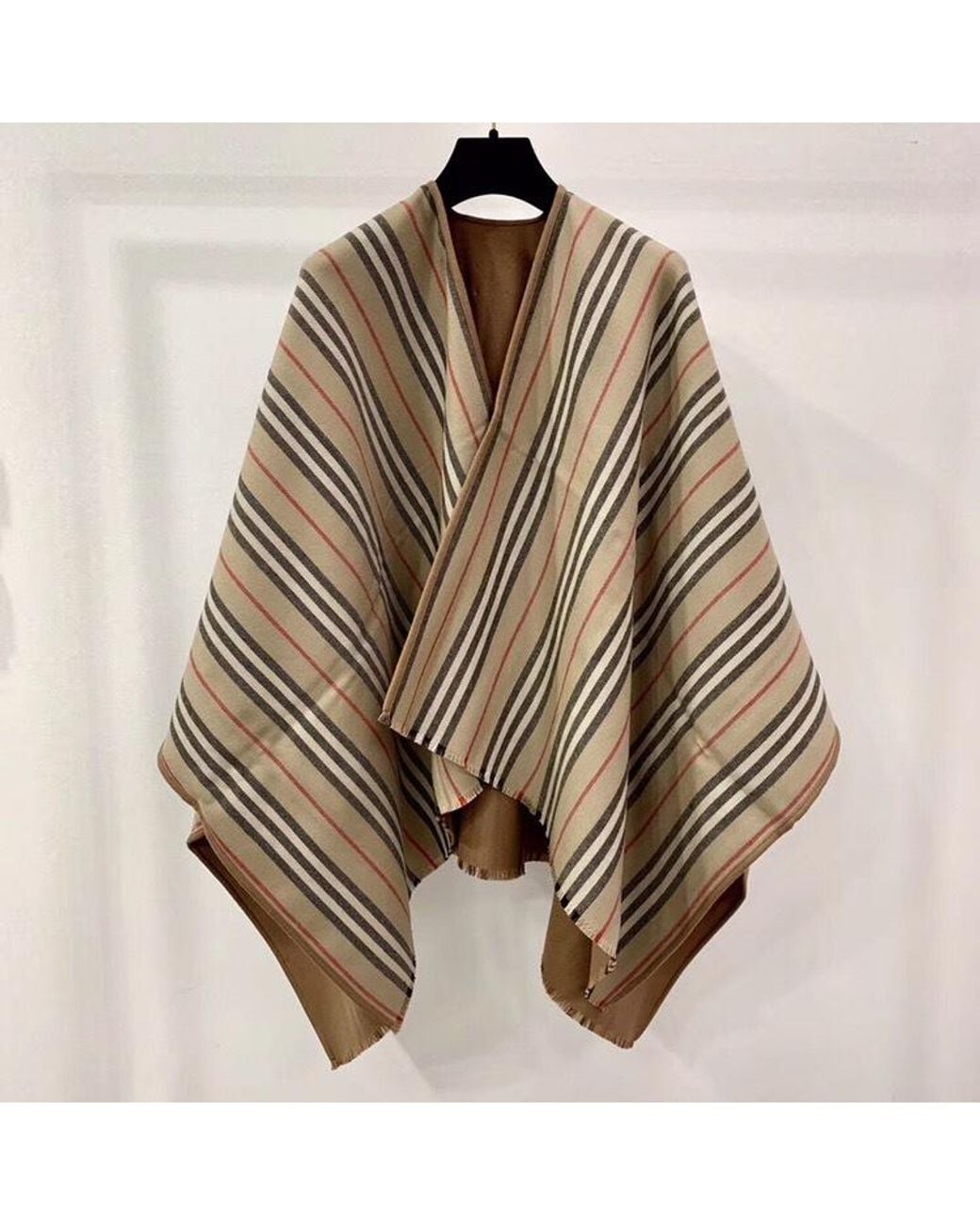 Burberry Brown Icon Stripe Detail Cape
